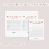 Women's Retirement Wishes and Advice Cards Printable