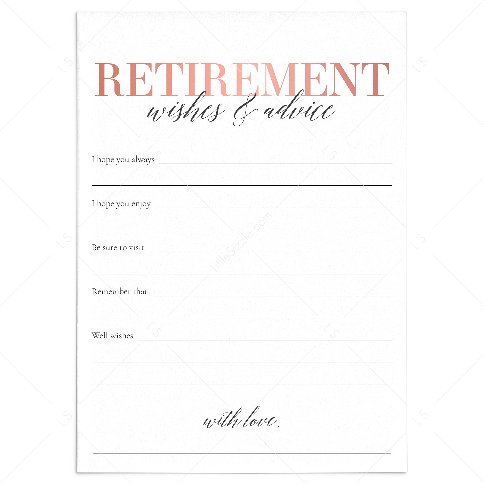 Women's Retirement Wishes and Advice Cards Printable by LittleSizzle