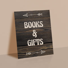 Books and gifts table sign for rustic baby shower printable instant download by LittleSizzle