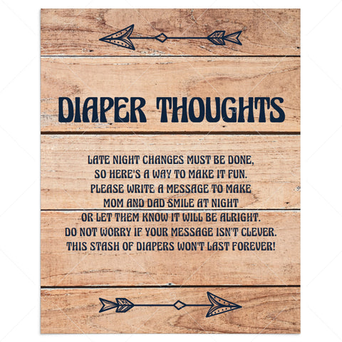 Printable Diaper Thoughts sign for woodland shower| Fun baby shower ... Printable Diaper Thoughts sign for woodland shower| Fun baby shower ...