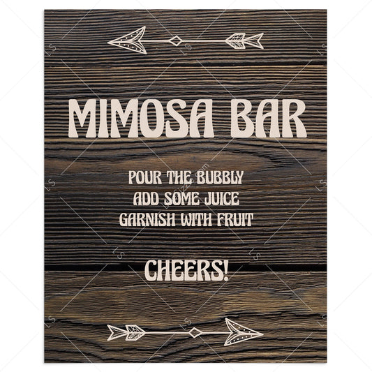 Rustic party decor printable mimosa bar sign by LittleSizzle