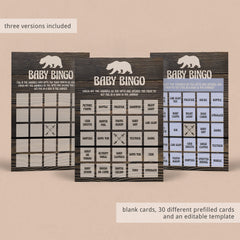 Boy bear shower bingo game set by LittleSizzle