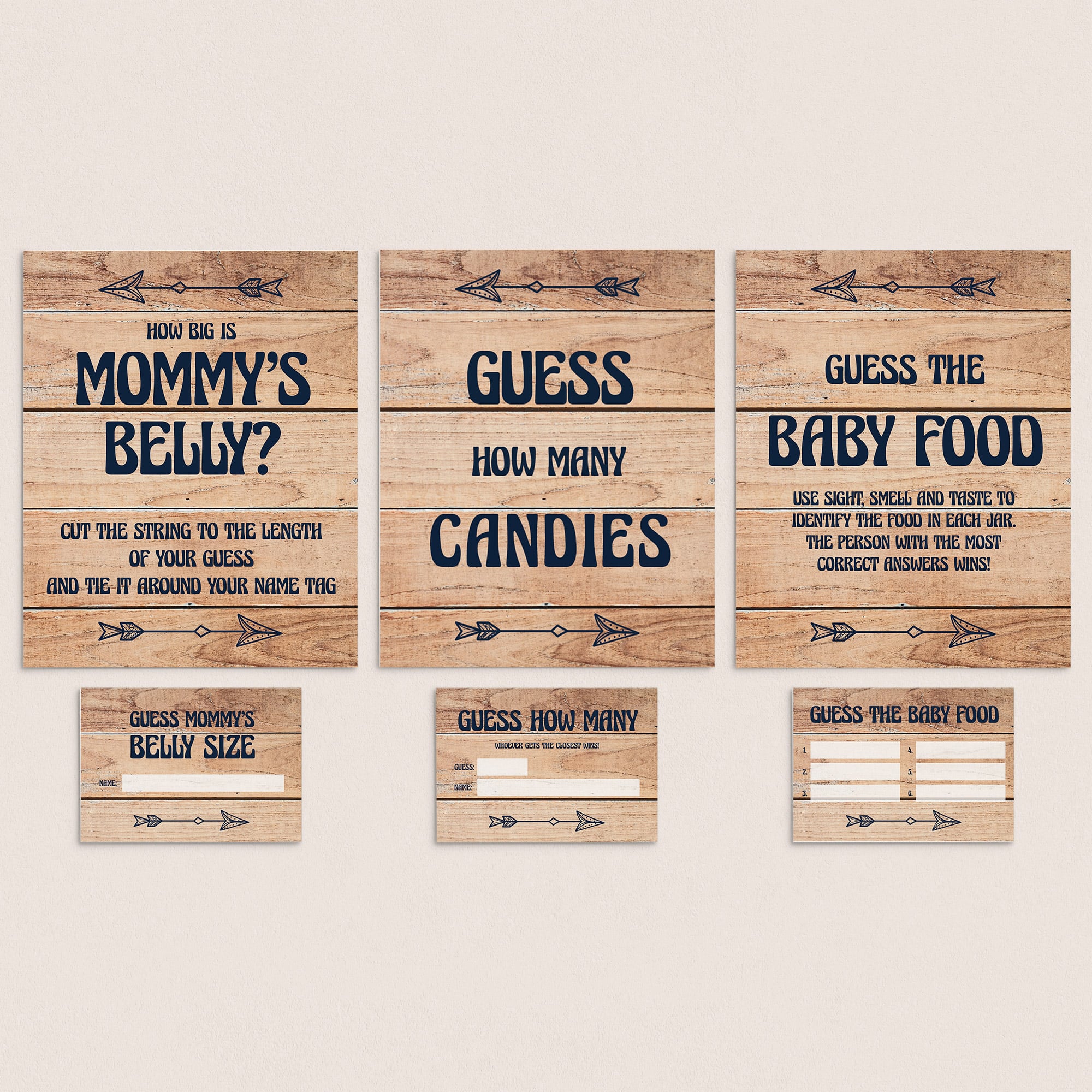Rustic baby shower guessing games package printable by LittleSizzle