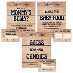 Rustic baby shower guessing games package printable by LittleSizzle
