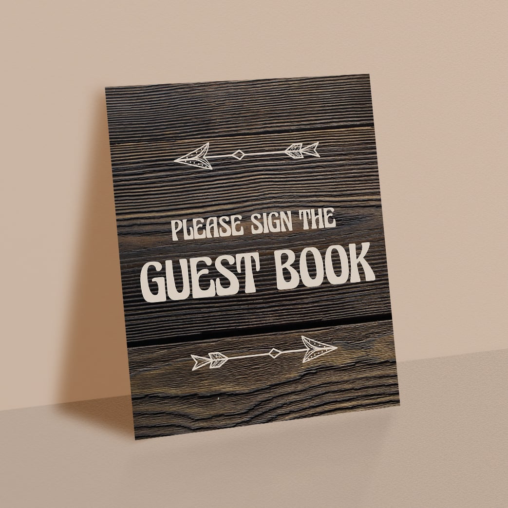 Sign the guestbook sign printable wood look by LittleSizzle