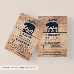 Adventures Bear Invitation Template for Boy Baby Shower