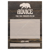 Woods shower advice cards printable by LittleSizzle