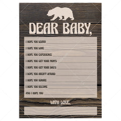 Woodland bear baby shower printable advice cards by LittleSizzle
