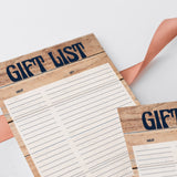 Woods Party Gift List Printable