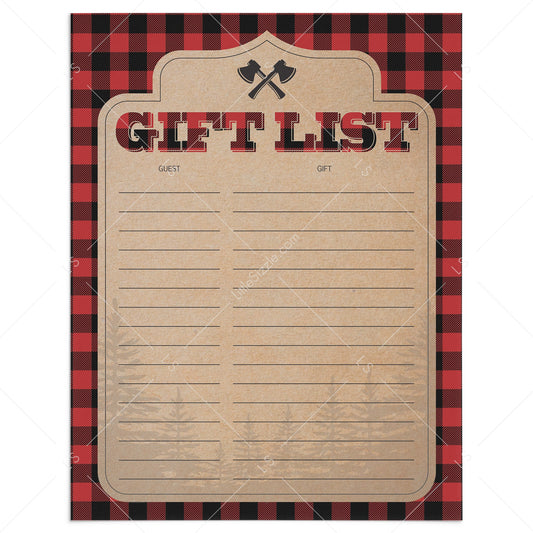 Rustic gift tracker for woodland party by LittleSizzle