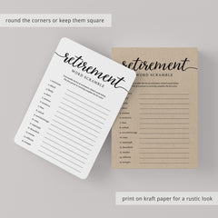Retirement Scrambled Words Game Printable