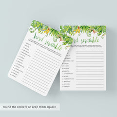 Instant download tropical green baby party games by LittleSizzle