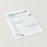Boy baby shower word scramble printable by LittleSizzle