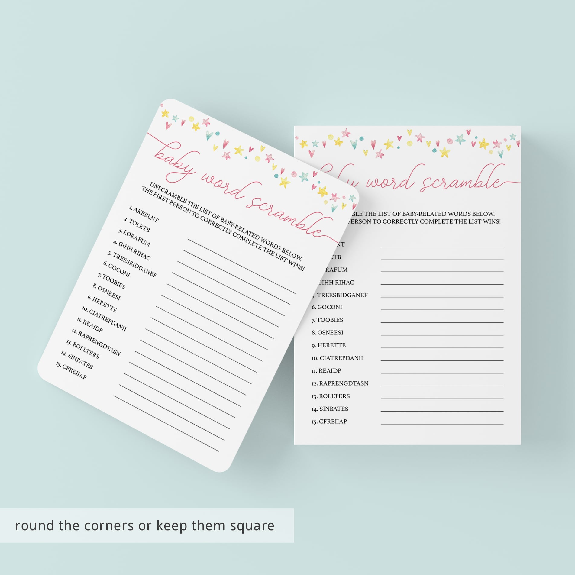 Games and answer keys for baby girl shower download PDF by LittleSizzle