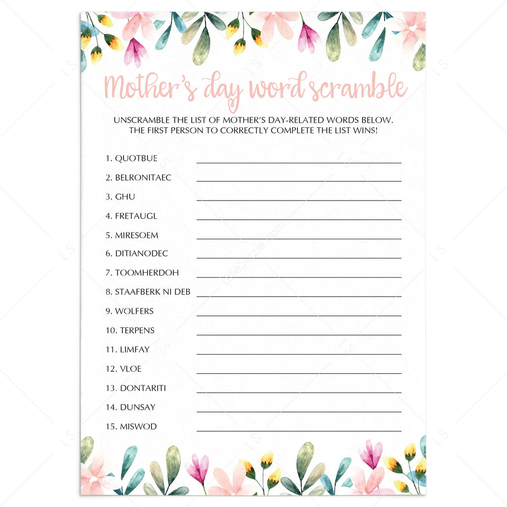 Word Scramble Game for Mother's Day Celebration | Virtual & Printable ...