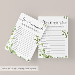 Watercolor Botanical Games for Baby Shower Printables