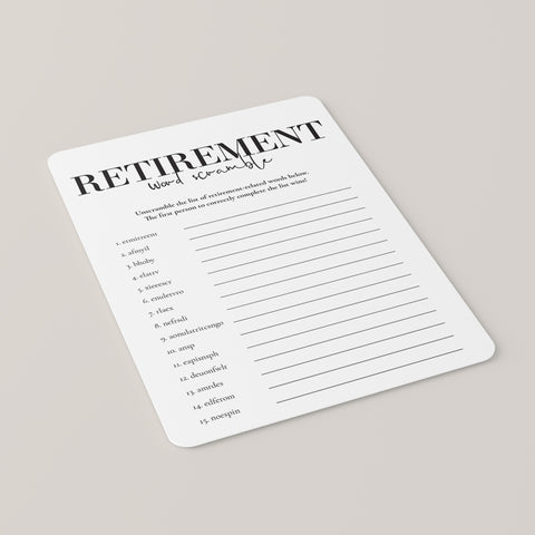 Retirement Word Scramble with Answers Printable | Instant Download ...