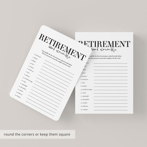 Retirement Word Scramble with Answers Printable | Instant Download ...