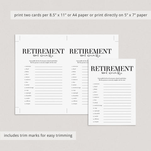 Retirement Word Scramble with Answers Printable | Instant Download ...