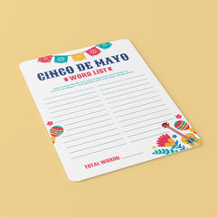Cinco de Mayo Game for Kids Printable Word List