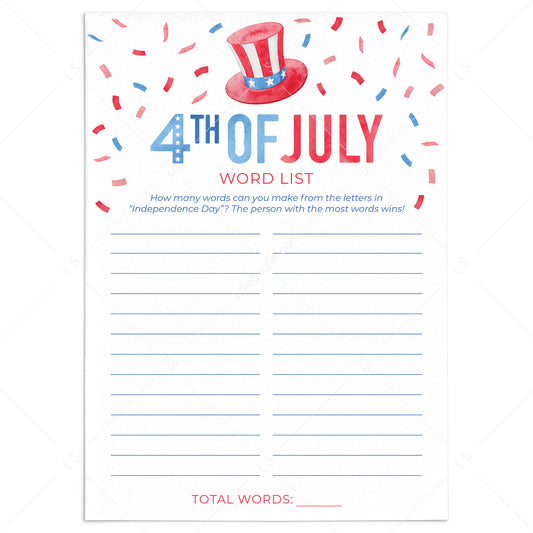Fourth of July Game for Kids Printable by LittleSizzle