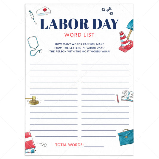 Printable Labor Day Worksheet by LittleSizzle