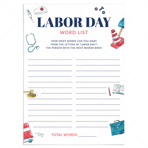 Printable Labor Day Worksheet Download Labor Day Games Activities