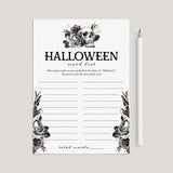 Skull Halloween Party Game Word List Digital Download by LittleSizzle
