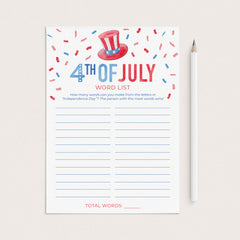 Fourth of July Game for Kids Printable by LittleSizzle