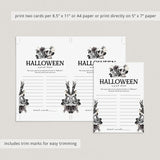 Skull Halloween Party Game Word List Digital Download