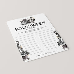 Skull Halloween Party Game Word List Digital Download