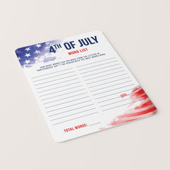 Independence Day Word Game Printable