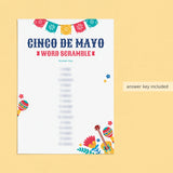 Cinco de Mayo Word Scramble with Answer Key Printable