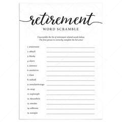 Retirement Scrambled Words Game Printable by LittleSizzle