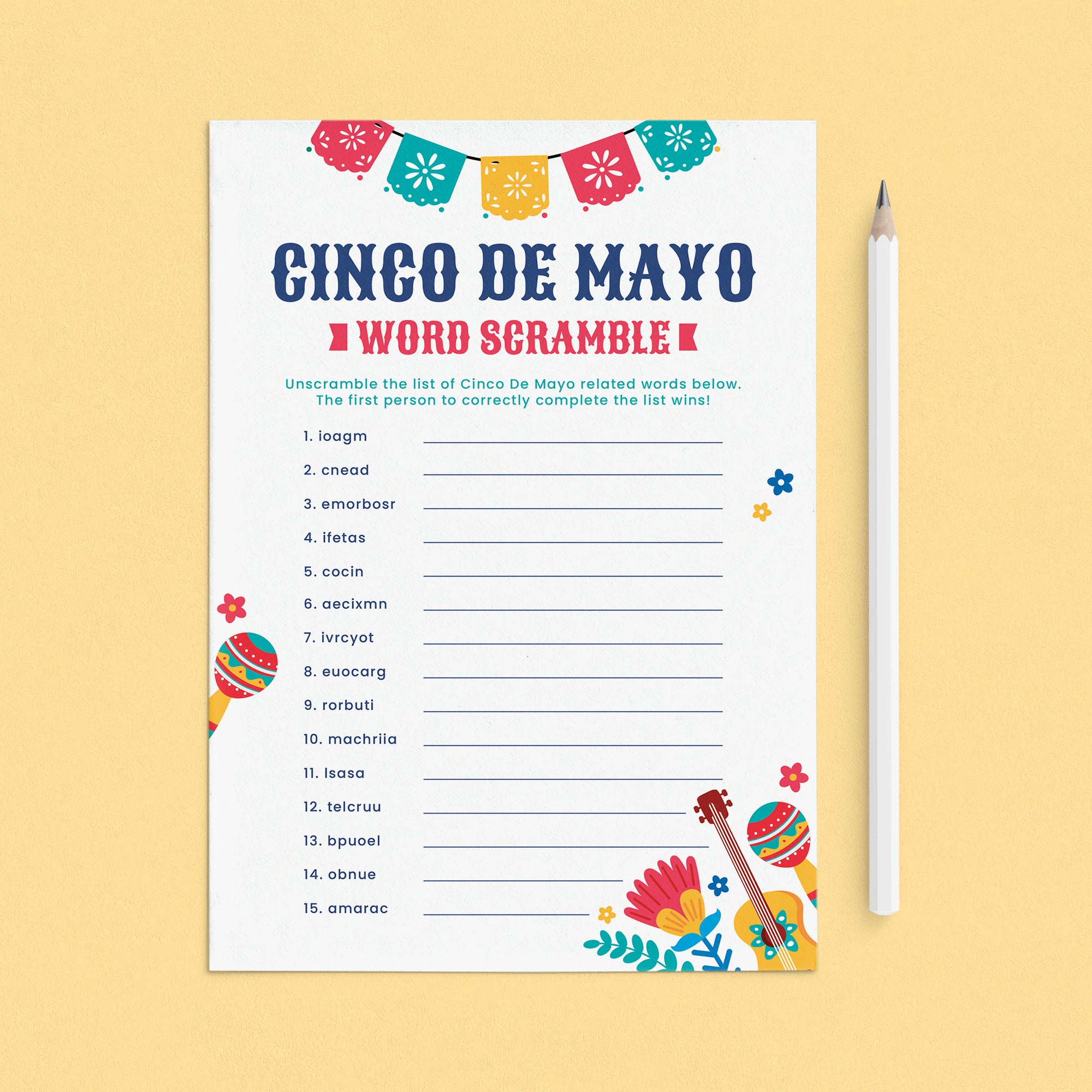 Cinco de Mayo Word Scramble with Answer Key Printable by LittleSizzle