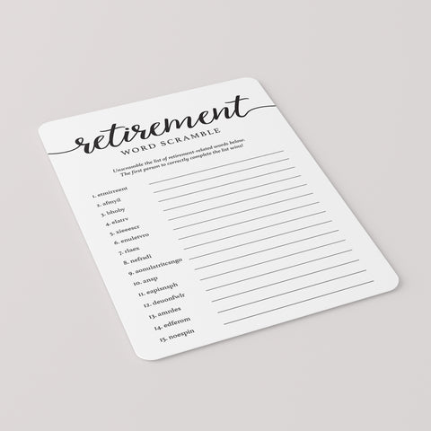 Retirement Scrambled Words Game Printable 