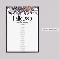 Floral Halloween Game Word Scramble Printable