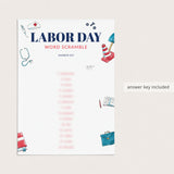 Labor Day Word Scramble with Answers