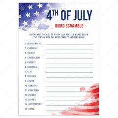 July 4th Word Scramble with Answer Key by LittleSizzle