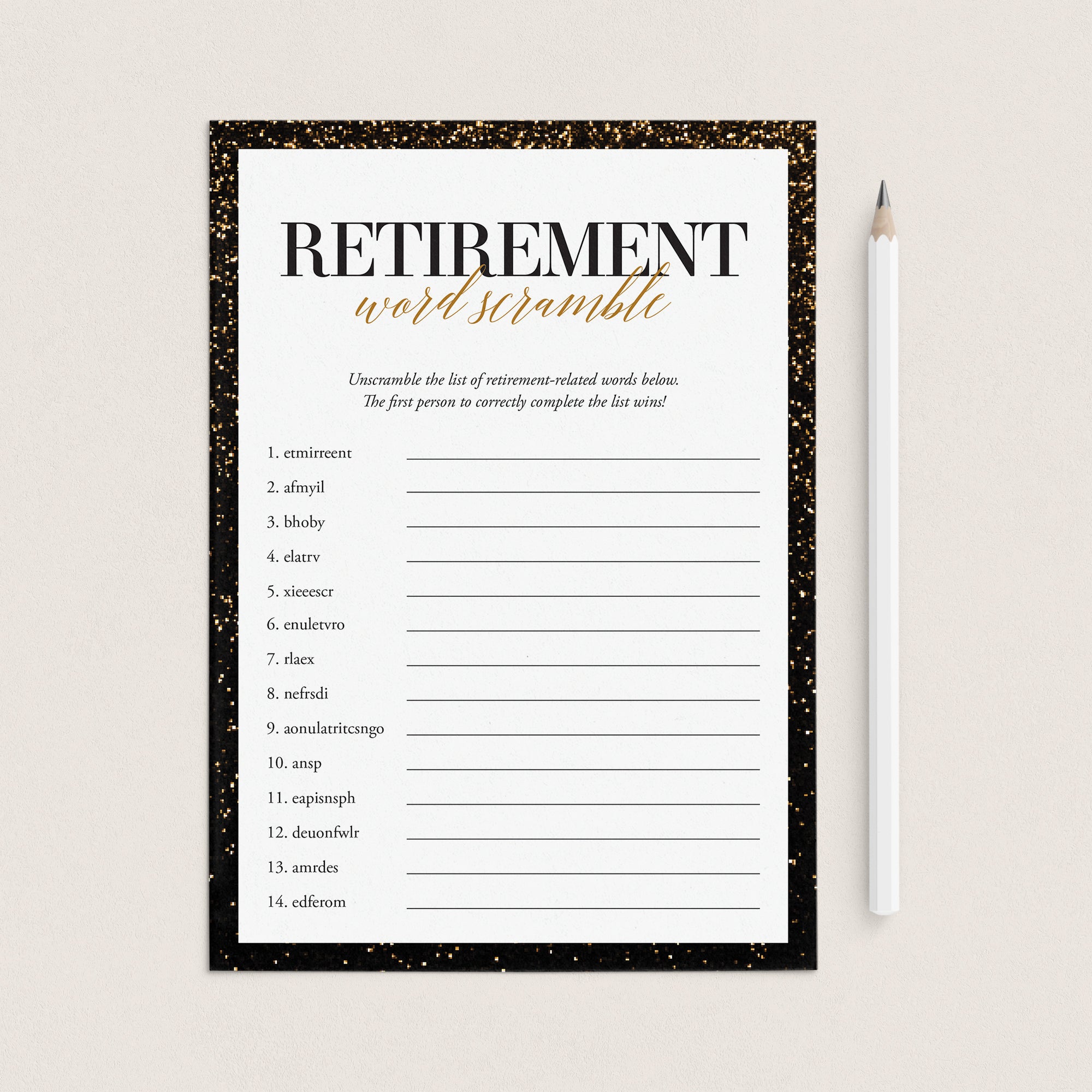 Word Scramble Retirement Party Game Download by LittleSizzle