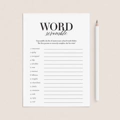 Printable Wedding Anniversary Word Scramble With Answers by LittleSizzle
