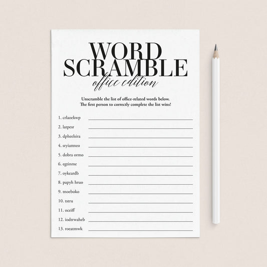 Office Word Scramble Game With Answer Key Printable by LittleSizzle