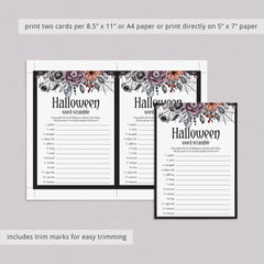Floral Halloween Game Word Scramble Printable