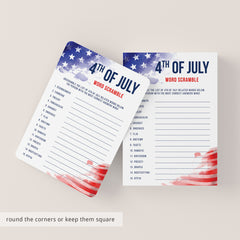 July 4th Word Scramble with Answer Key