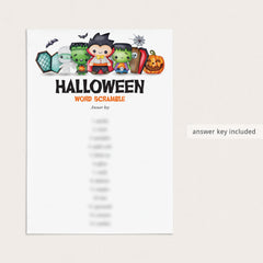 Halloween Word Scramble Game with Answer Key Printable