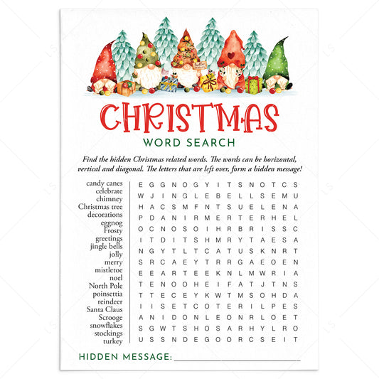 Christmas Word Find game with Hidden Message Printable by LittleSizzle