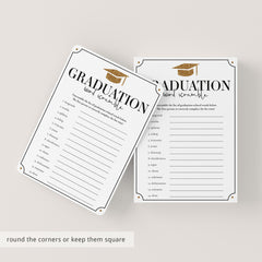 Word Scramble Graduation Party Game Printable