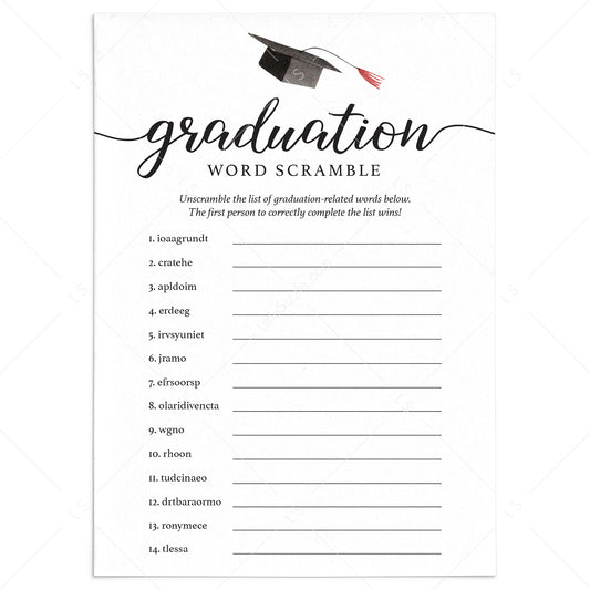 Printable Graduation Word Scramble by LittleSizzle