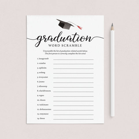 Printable Graduation Word Scramble | Answers Included – LittleSizzle