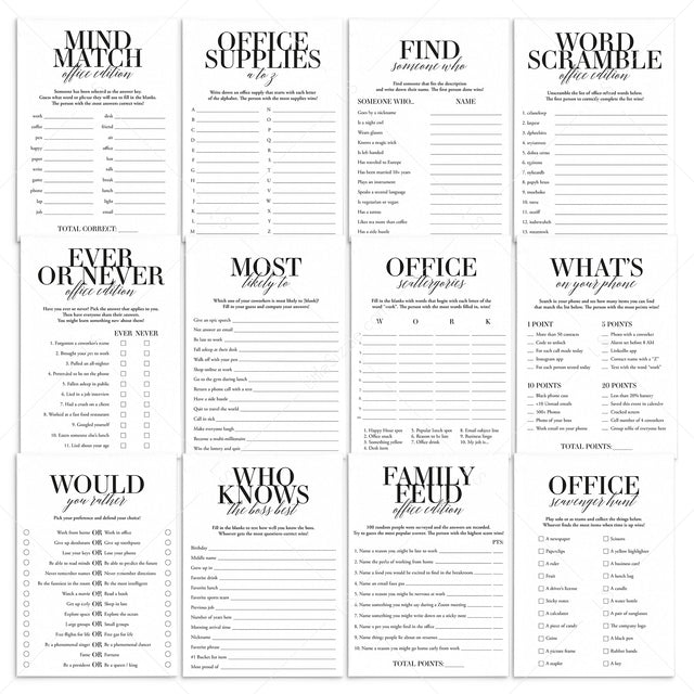 Printable Games for the Office | Office Party Ideas | Work Party Games – LittleSizzle Printable Games for the Office | Office Party Ideas | Work Party Games – LittleSizzle